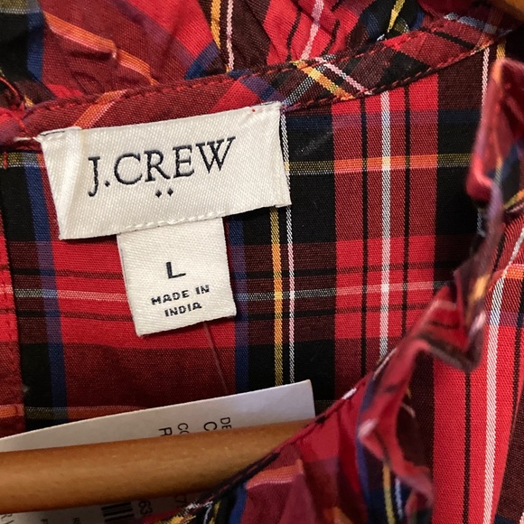 J. Crew Vibrant Plaid Ruffle Top Size L NWT - Picture 7 of 9